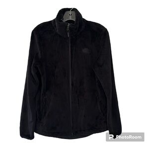 The North Face Black Furry Jacket With Zip Front Size Medium